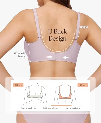 Wireless Push Up Bra Seamless Bras for Women Comfortable No Underwire Comfy Supportive Bralettes Deep V Tshirt Bra Purple - Thumbnail 3