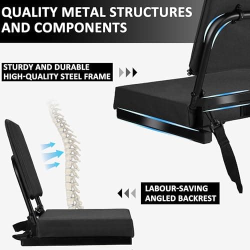 Dragosum Stadium Seats with Back Support Swivel, Bleacher Chairs with Shoulder Strap & Cup Holder, Upholstered Portable Folding Bleacher Seats - Thumbnail 5