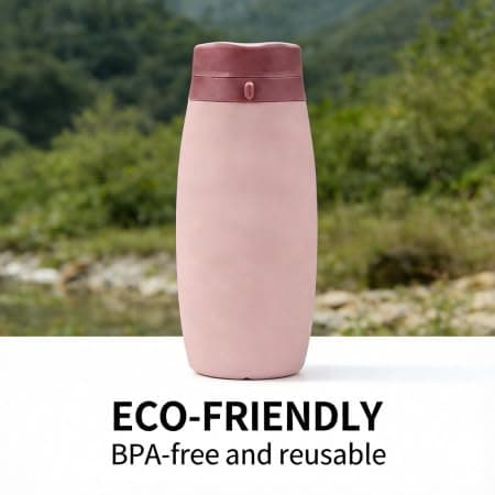 20oz (580ml) Collapsible Water Bottle, Leak-Proof BPA-Free Silicone Bottle, Ultra-Portable Foldable Design, Wide Mouth with Carry Strap, Ideal for Eco-Conscious Travelers, Hikers & Commuters - Thumbnail 6