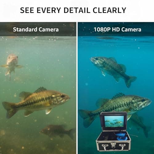 7” Underwater Fishing Camera 1080P HD Fish Finder & Portable Fishing Camera with 12 IR + 12 White LEDs, 30m Cable, 10000mAh Battery, Waterproof Ice Fishing Camera for Boat, Lake & River - Thumbnail 3