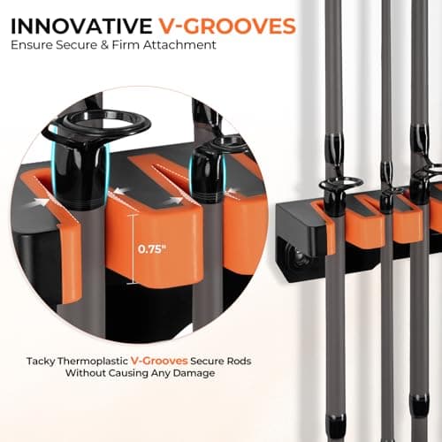 KastKing V15HD Heavy Duty Vertical Fishing Rod Holder – Wall Mounted Fishing Rod Rack, Store 15 Large Rods or Fishing Rod Combos in 18 Inches, Great Fishing Pole Holder and Rack, 1 Pack - Thumbnail 3