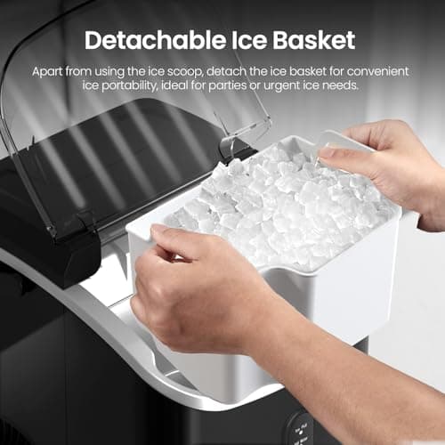 Crzoe Nugget Ice Maker Countertop with Self-Cleaning Function, Sonic Ice Machine with Handle, 35Lbs/24H, Compact Design for Home/Office Use(Black) - Thumbnail 4