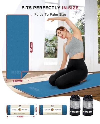 HAPBEAR 2 Pack Hot Yoga Towel - Non Slip Yoga Mat Towel with Grip Dot, Super-Absorbent, Soft Microfiber Towel for Hot Yoga, Pilates and Fitness - Thumbnail 2