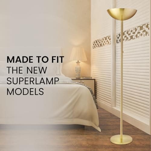 Modern Lamp Shade Kit For Superlamp Models - Glare Free Uplight Cover Designed To Reduce Direct Light, Easy Install Accessory For Floor Lamps, Replacement Shade Set Single Pack - White - Thumbnail 2