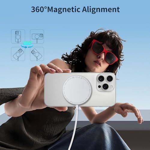Wireless Charger - Magnetic Charger for iPhone 17/16/15/14/13/12 Series– Qi2 15W Magnetic Wireless Charger with Ultra-Thin Aluminum, Includes 25W Adapter – Travel & Desk Essential, Gaming - Thumbnail 6