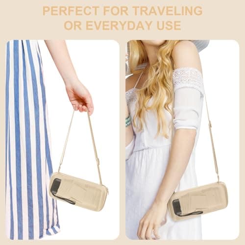 Mini Travel Umbrella with Case Small Compact Lightweight for Purse Beige - Thumbnail 3
