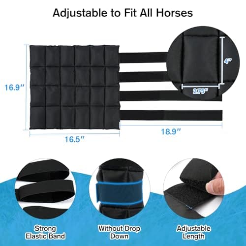 LUFFWELL Horse Leg Wraps Set of 2, Horse Ice Leg Boots Perfect for Equestrian Training& Daily Use, Comfortable and Premium Support for Injury Recovery to Fit for All Horses(Black & Blue, 2Pack) - Thumbnail 6