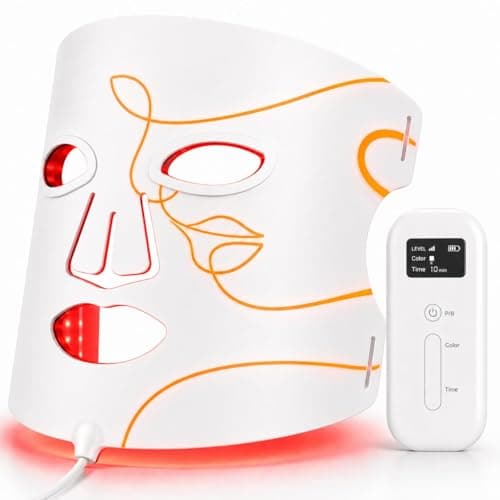 Red Light Therapy Mask for Face, Soft Silicone LED Face Mask with 4 Modes, 850nm Near Infrared and Red/Blue Light Therapy, 5000mAh Rechargeable, Adjustable Brightness & Timer for Radiant Home Skincare