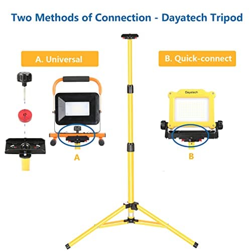 DAYATECH Adjustable Work Light Stand for LED Flood Light Up to 5 Feet Heavy Duty Portable Steel Telescopic Tripod Stand, Yellow - Thumbnail 5