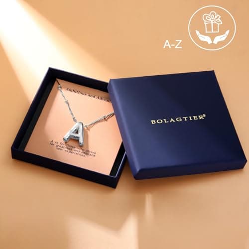 BOLAGTIER Bubble Letter Necklace Gold Plated Balloon Initial Chunky Bubble Alphabet Pendant Necklace Trendy Jewelry Gift for Women (Q, Silver) - Thumbnail 6