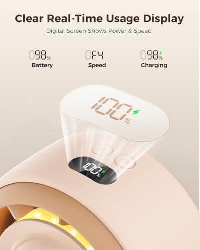 SWEETFULL Baby Stroller Fan - 4000mAh Rechargeable 4-Speed Quiet with LED Display & Night Light, Mini Portable 360° Clip On Safe Fan for Car Seat, Crib, Travel - Brown - Thumbnail 5