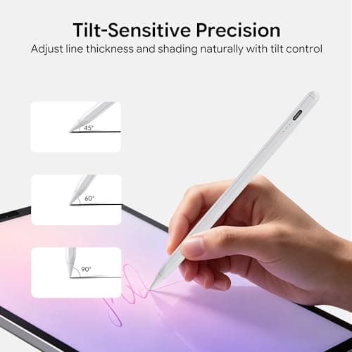 Stylus Pen for iPad 2018-2025, 13 Mins Fast Charging Magnetic Pencil (3X Fast Charge) with Tilt Sensitivity & Palm Rejection for iPad 6-8/9/10/11, Air 3/4/5/M2/M3, Mini 5/6/7, Pro 11/12.9/M4/M5 - Thumbnail 4