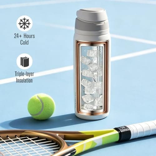 Coolflask MegaSip Insulated Water Bottle 40 oz with Straw, Stainless Steel Water Bottles Leak-Proof, 24+ Hours Cold, BPA-Free Dishwasher Safe, Water Flask for Sports Gym Work Office, Glacier White - Thumbnail 4