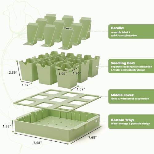 GREENBAZZAR Seed Starter Tray, Dual-Purpose Handles for Transplanting & Labeling, 9 Deep 2.3 in Cells, Extra-Thick Reusable Germination Kit, for Indoor, Outdoor & Greenhouse Use - Thumbnail 3
