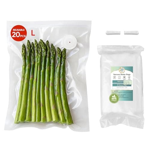 Reusable Vacuum Sealer Bags 20-Pack (Large 10x13 in) - BPA-Free Double-Seal Leakproof | Compatible with TUITUITA & Major Sealers | Freezer/Microwave/Dishwasher Safe