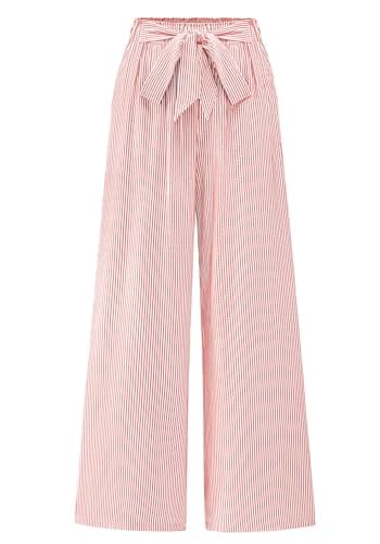BTFBM Pants for Women 2026 Spring Clothes Striped High Waist Tie Knot Dressy Casual Wide Leg Palazzo Work Trousers Pants(Pink, X-Large) - Image 1