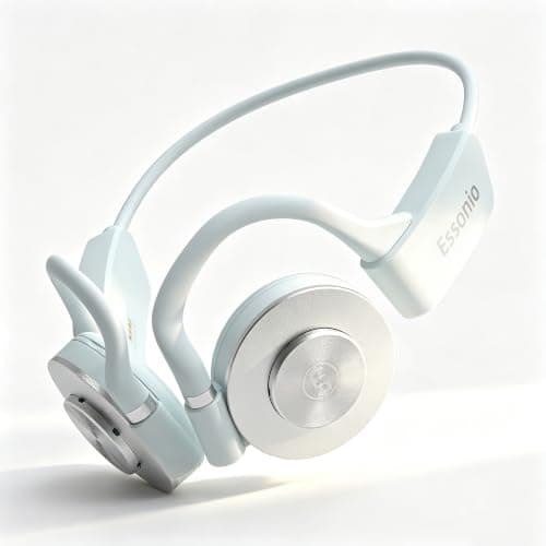Essonio Open Ear Headphones - Ultra Deep Bass Wireless Bluetooth Air Conduction Headphones 3-Level Deep Bass Ultra-Wideband ANC 20H Play Multi-Point Connect Clear Call White - Image 1