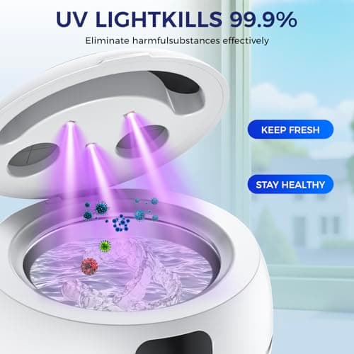 Ultrasonic Retainer Cleaner Machine for Dentures, Mouth Guards, Braces, Toothbrush Heads, Jewelry, 220ML Capacity Ultrasonic Cleaner with Digital Timer&UV, 2 Modes for All Dental Appliances，White - Thumbnail 4