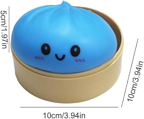 Dumpling Squishy Toy, Dumpling Squishy Mystery Box, Easter Basket Stuffers, Squeeze Dough Ball Stress Relief Hand Toys with Food Steamer Stretchy Desk Toys (Green) - Thumbnail 5