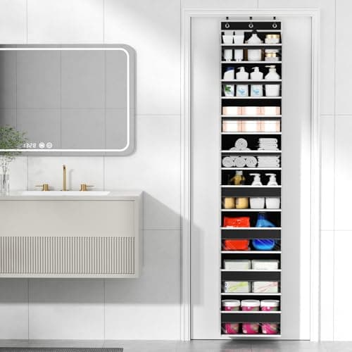 Mefirt Over The Door Organizer, 8 Shelf Door Hanging Organizers with 8 Large Capacity Pockets, Back of Door Organizer Storage Hanging Shelves for Closet Bathroom Bedroom Nursery - Thumbnail 2