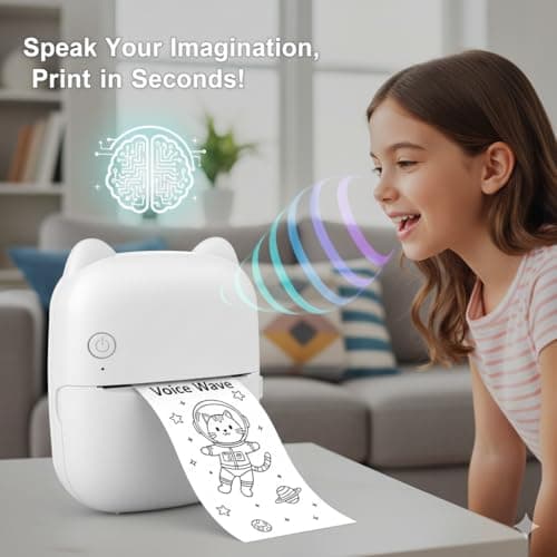 AI Voice Thermal Sticker Printer for Kids, Portable Inkless Mini Sticker Maker Machine, Pocket Photo Printer for DIY Journaling, Study Notes, Coloring Pages & Gifts - Thumbnail 5