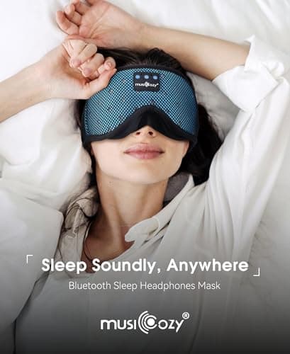 MUSICOZY Sleep Headphones Breathable Sleep Mask Bluetooth 5.4 Wireless Earphones Mask Sleeping Eyemask for Side Sleepers for Women Men Travel Meditation Gift (Mesh Blue) - Thumbnail 6