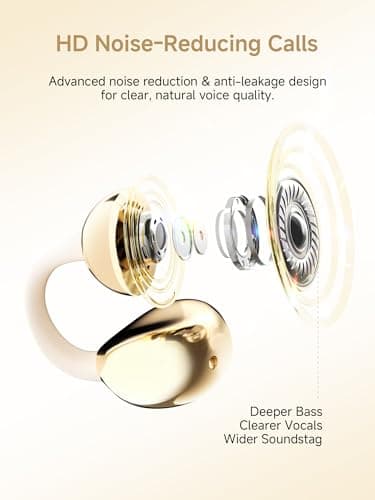 Clip On Earbuds, Open Ear Earbuds Wireless Bluetooth With Makeup Mirror Led Light, 4g Lightweight Soft Silicone Headphones With Bluetooth 6.0, Ipx6 Waterproof Fit For Women Yoga, Dates, Glasses - Thumbnail 5