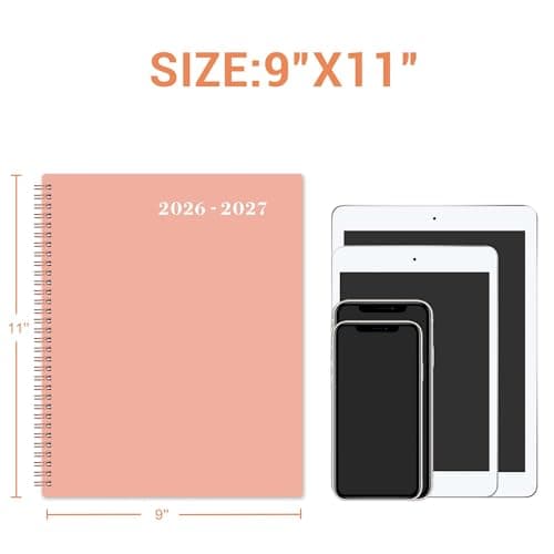 2026-2027 Monthly Planner - Monthly Planner 2026-2027, Jul. 2026 - Jun. 2027, 9" x 11", 12-Month Planner, Tabs & Pocket, Twin-Wire Binding - Rosy Pink - Thumbnail 6