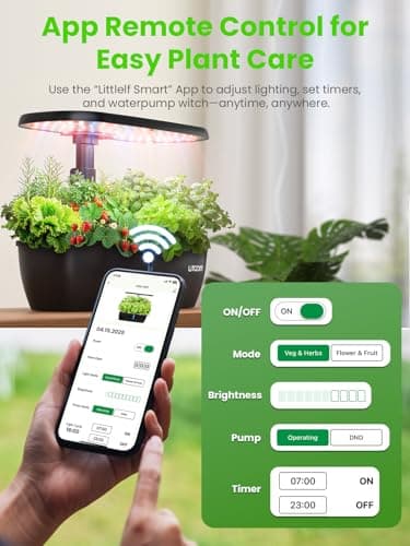 litokam Hydroponics Growing System Kit, 15-Pod Indoor Herb Garden Planter with 24W Grow Light & APP Control, Indoor Gardening System with 2 Grow Modes, Quiet Pump & 24H Timer - Thumbnail 2