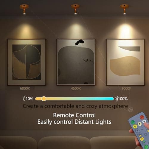 FFKWLTONG Rechargeable LED Spotlights Indoor Plant Grow Lights Picture Lights 180° Adjustable Wall Mounted Display Lamp for Plants/Artwork/Figures/Bookshelf Ambience Lighting-Gold - Thumbnail 3