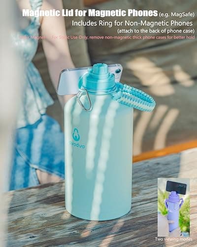 avodvo 1 Gallon Water Bottle with 2 Lids (2-in-1 Straw & Spout Lid, Magnetic Lid), Insulated Water Bottle with Strap, Stainless Steel Water Bottle for Hiking, Gym, Travel, BPA-Free, Dark Blue - Thumbnail 6