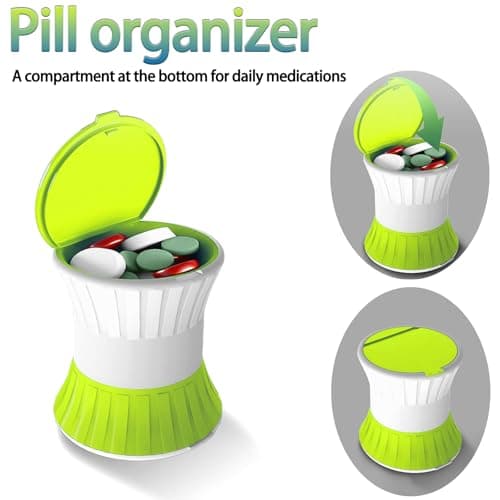 Pill Crusher Cutter Splitter for Large and Tiny Pills 3-in-1, Pill Grinder with Small Medicine Pill Organizer,Pill Crusher Fine Powder,Portable Travel Sized(Green) - Thumbnail 6