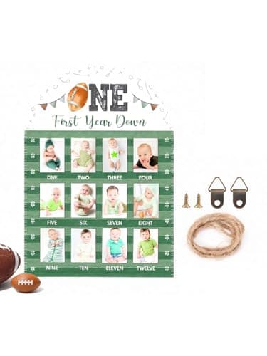 DegoCython My First Year Photo Frame,wooden 12 month picture frame for baby first year, t 2x3 Inch Picture Holder With Hang Hooks, Desktop Display For Infant 0-12 Months, Baby Gift, Birthday Party - Image 1