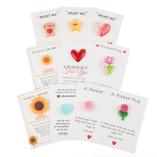 mountova 10 Sets Pocket Hug Card with Tokens Pocket Hug with Motivational Quotes Awesome Inspirational Thank You Note Cards Daily Inspirational Gift for Friends Family Coworkers