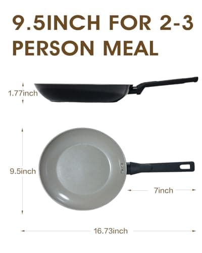 UFIRE 9.5 Inch Nonstick Frying Pan Skillet, Ceramic Frying Pan, Non Toxic Healthy Ceramic Coating, Suitable for All Stovetops, PTFE PFOA PFOS Free, Black - Thumbnail 2