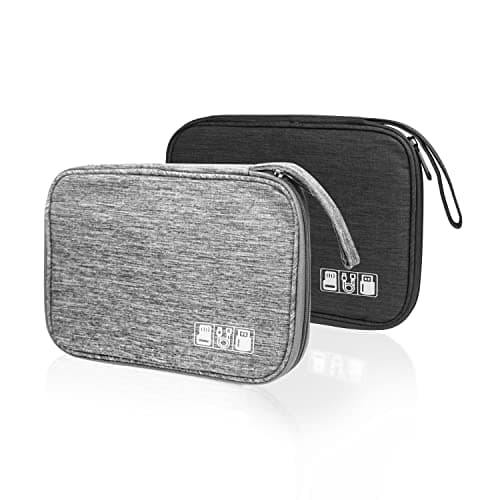 Lcsmaokin Electronics Organizer Travel Case,Electronic Accessories Storage Bag,Travel Cord Organizer Bag for Small Charging Cord Storage,Cables,2 Packs Black&Grey