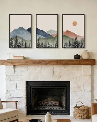 KUVIOKE Vintage Mountain Framed Wall Art Watercolor Nature Boho Sun Rise Paints Farmhouse Rustic Room Decor Ready to Hang 16x24in (Black Framed) - Thumbnail 6