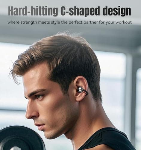 King Lucky Next-gen Clip on Earbuds Open Ear Wireless Bluetooth 6.0 Headphones with Mic,50H Play,ENC,IPX5 Waterproof,Sports Ear Buds,Comfortable for Small Ears&Fitness,Running (Black, Standard Size) - Thumbnail 3