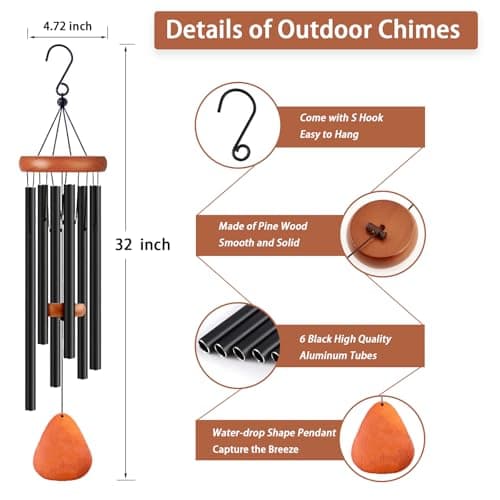 Wind Chimes for Outside, Wind Chimes with Thickened Tube, Outdoor Windchime for Garden Yard Patio Decor, Unique Gift for Women - Thumbnail 5