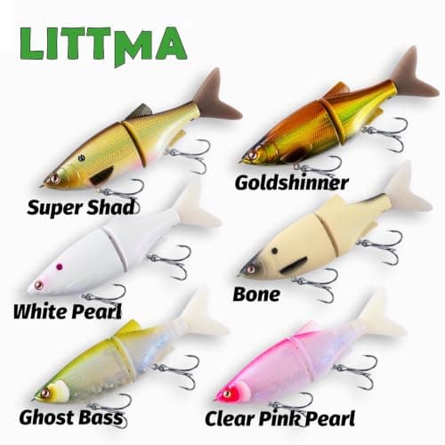 LITTMA Shiner Glide 130 Glide Baits, Slow Sinking Subtle S-Curve Action Jointed Swimbait - Midwest, South Lakes, Rivers, Freshwater Lure for Bass, Trout, Pike - Thumbnail 4