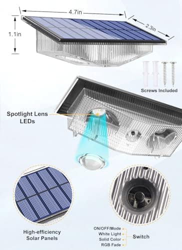 CREPOW Solar Fence Lights, Fence Light Solar Powered with 6 RGB Colors & Warm White & Cool White, Waterproof Bright Backyard Fence Solar Outdoor Lights for Outside Deck Wall Step Patio Pool(12 Packs) - Thumbnail 3