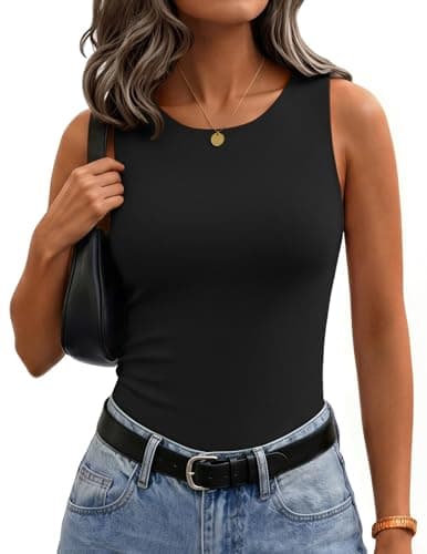 Zeagoo Womens Double Lined Crew Neck Tank Tops Cute Summer Sleeveless Workout Tops Basic Going Out Clothes 2026