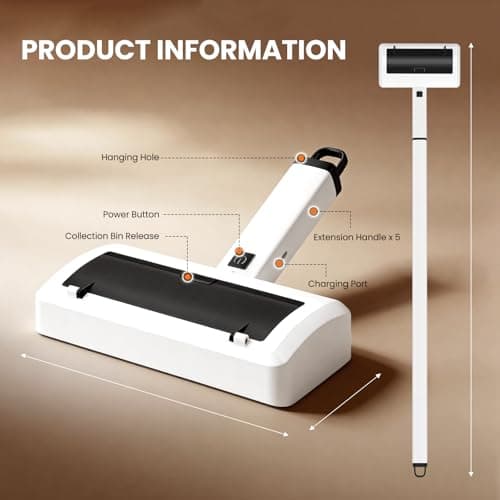 Quamkar Pet Hair Remover for Carpet, Reusable Pet Hair Remover, 44 Inch Adjustable Handle, Electric Dog Cat Hair Removal Tool for Couch, Carpet - Thumbnail 5