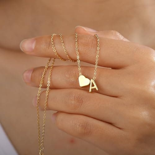 Turandoss Heart Necklaces for Women Trendy, Tiny Heart Initial W Dainty Birthday Gifts Initial Necklaces for Women Jewelry - Thumbnail 4