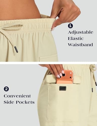 EZRUN Women's 5" Hiking Shorts Lightweight Quick Dry Athletic Shorts with Pockets Casual Golf Travel Summer 2026 Cool (Light Khaki,XS) - Thumbnail 4