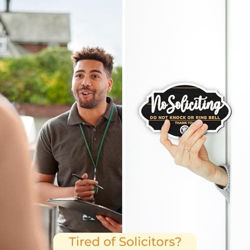 Woodamore No Soliciting Sign For House Door - 2 Pack Do Not Knock Or Ring Doorbell Signs For Front Door Hanging, No Soliciting Signs For Home, No Solicitors Sign For Office - Thumbnail 3