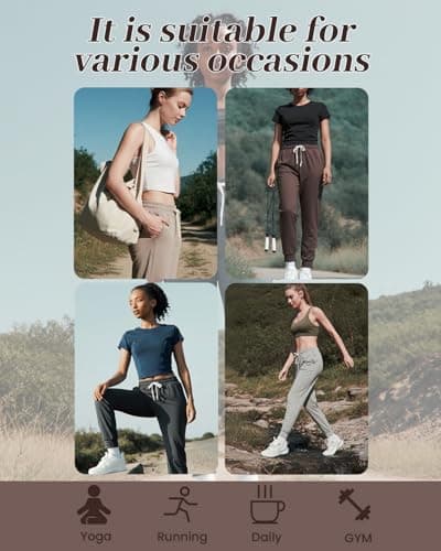 Leapstride Women's Moisture Wicking Jogger Pants for Fitness, Drawstring Waist, Side Pockets, Soft Breathable for Running, Casual Sports - Thumbnail 3