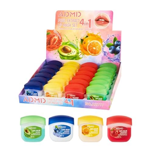 24-Pack Lip Balm Bulk Assorted Fruit Lip Care Products Set Hydrating, Lip Mask Multi Pack Moisturizing for Dry Lips