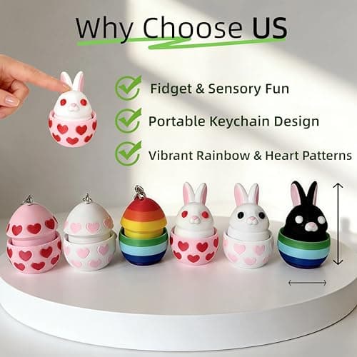 JimSeiSei 6PCS 3D Printed Easter Eggs Set Fidget Clicker, Prefilled Surprise Eggs for Easter Basket Stuffers, Reusable Collectible Toys for Easter Egg Hunt & Party Favors (Pressable) - Thumbnail 3