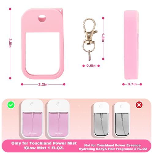Palksky Hand Sanitizer Spray Case for Touchland,Protective Case with Keychain for Power Mist and Glow Mist 1 fl oz(Pink), Travel Size - Thumbnail 2